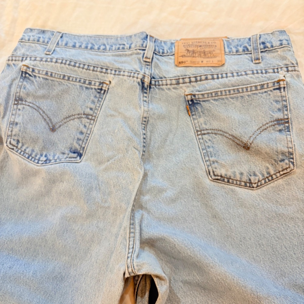 3 Pk Vintage Levis 550 Orange Tab Relaxed Tapered Jeans Light Wash‎ 40x30 Mens - Picture 7 of 11